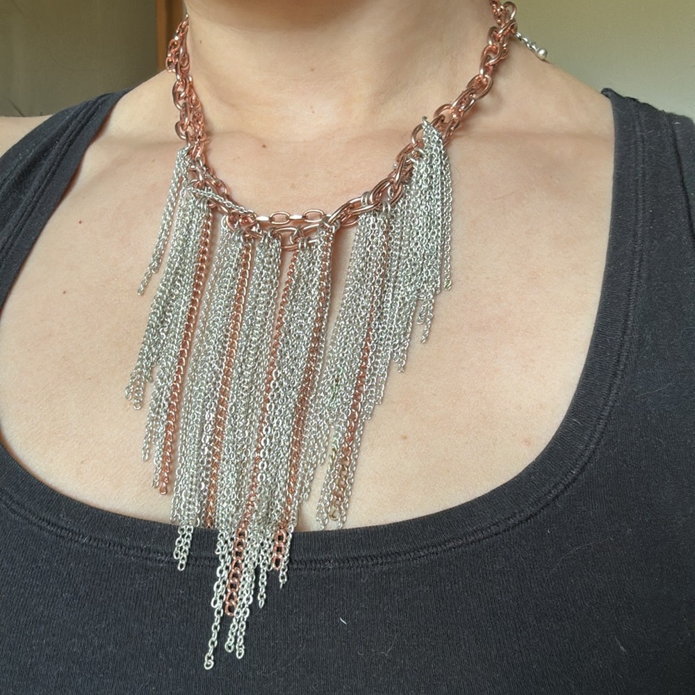 Chainmail cooper and silver necklace